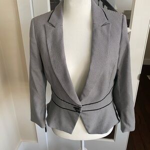 White House Black Market Black and White Houndstooth Tailored Blazer
